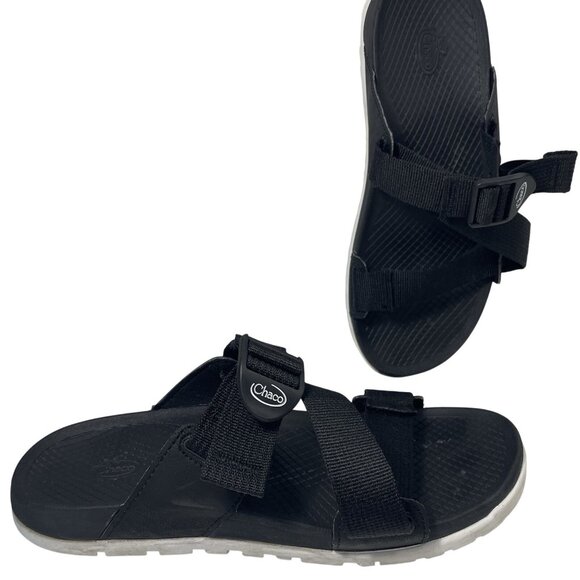 Chaco Lowdown Slide Sandals Womens 7 Black Flip Flops Slip-On Shoes Beach Artsy - Picture 1 of 9